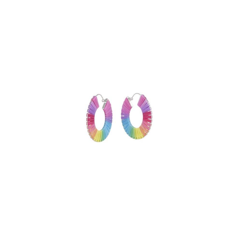 Claire's Hoop Earrings Womens OS Rainbow New Raffia Straw Sensitive Solutions
